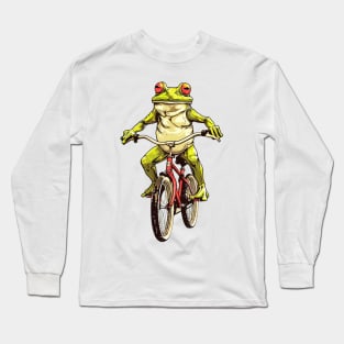 Funny Frog On A Bike Long Sleeve T-Shirt